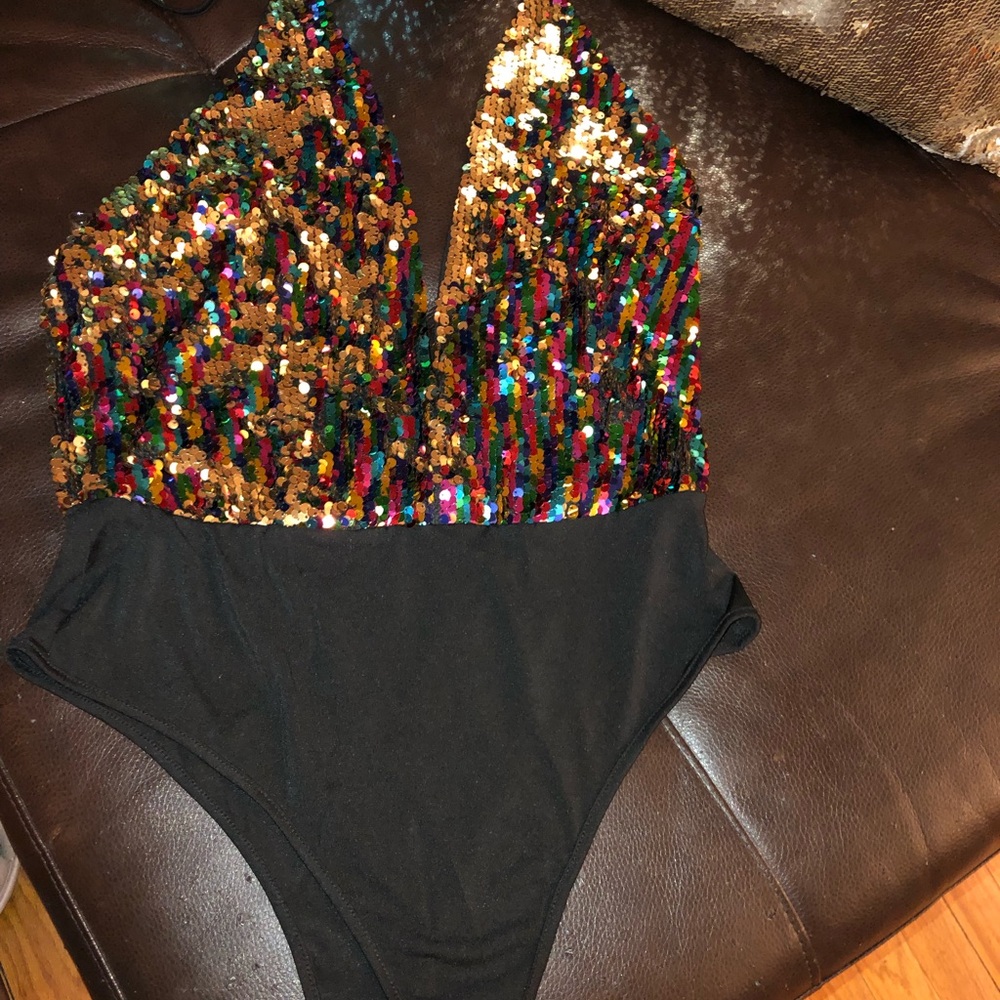 Multicolored Sequined Halter Too